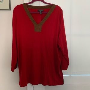RALPH LAUREN size 3x, 3/4 sleeve red shirt